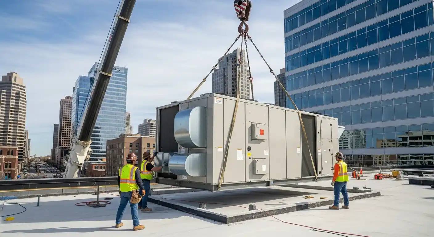 Commercial HVAC Installation realistic work photo