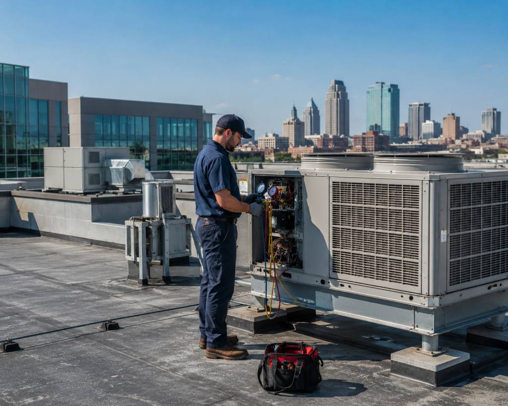 Commercial HVAC Repair realistic work photo