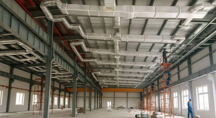 Industrial HVAC Installation realistic work photo